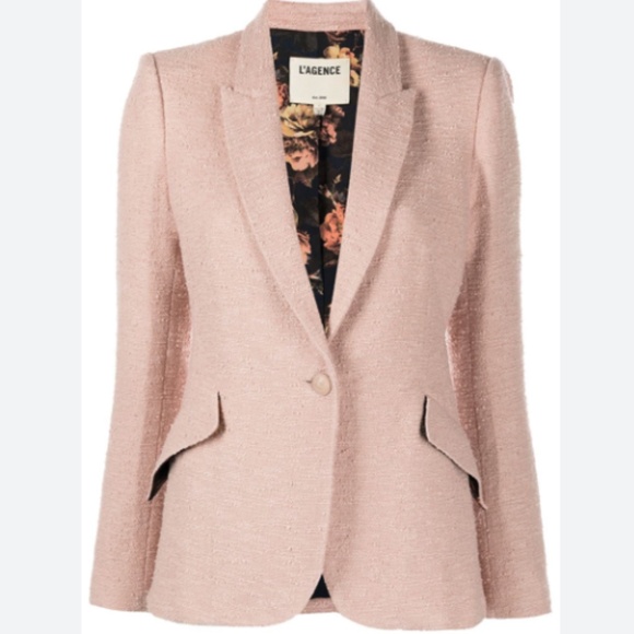 NWT - L’AGENCE Petal Pink Chamberlain Tweed Blazer - Picture 3 of 7